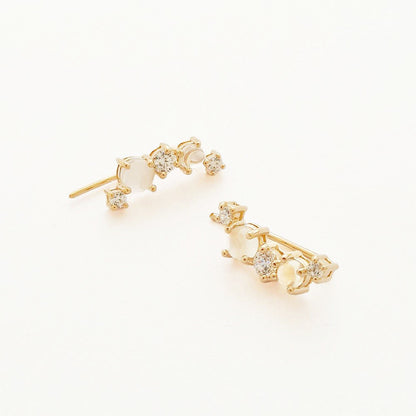 Boucles d'oreilles pierre de lune grimpantes plaqué or 18K To The Moon Bellaime 4