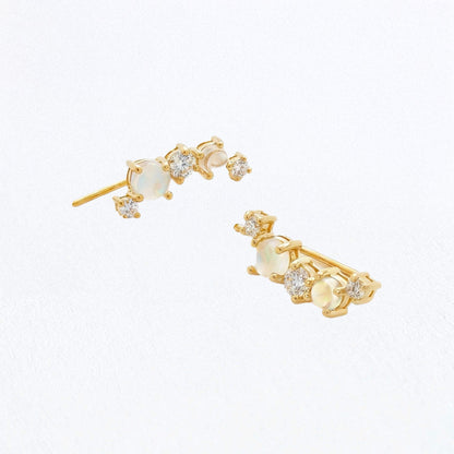 Boucles d'oreilles pierre de lune grimpantes plaqué or 18K To The Moon Bellaime 4