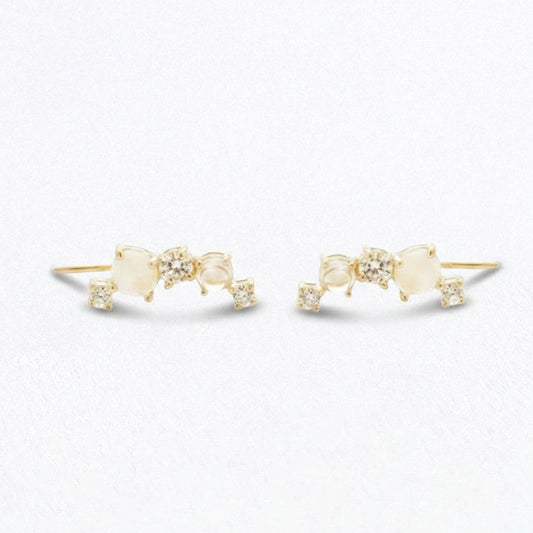 Boucles d'oreilles pierre de lune grimpantes plaqué or 18K To The Moon Bellaime