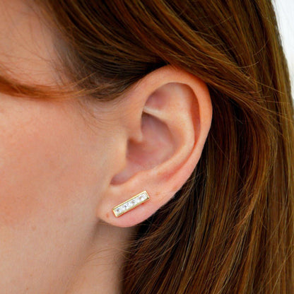 Puces d'oreilles plaqué or 18K cristal Vegas Bellaime 3