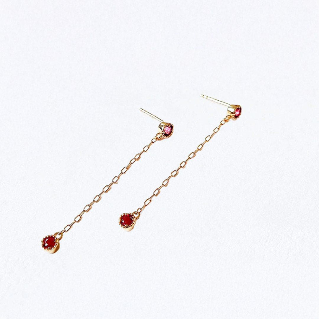 Boucles d'oreilles pendantes rose plaqué or 18K zirconium Pamela Bellaime 2