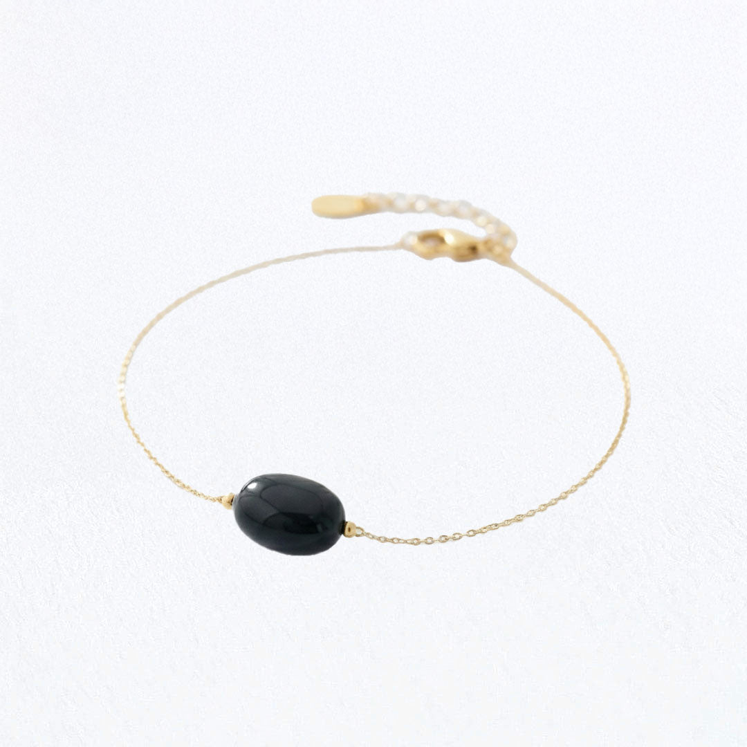 Bracelet obsidienne noire plaqué or 18K Black Odity Bellaime 3