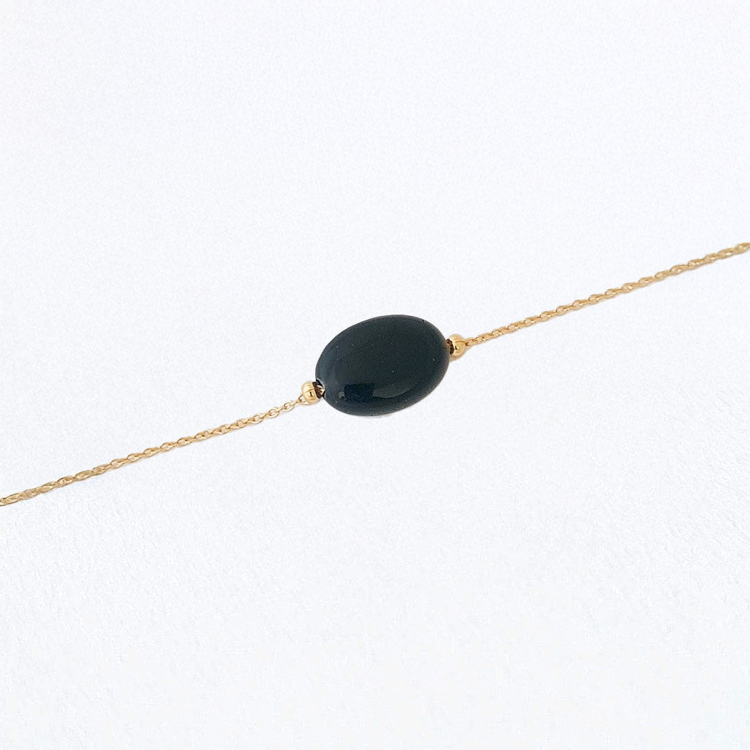 Bracelet obsidienne noire plaqué or 18K Black Odity Bellaime 2