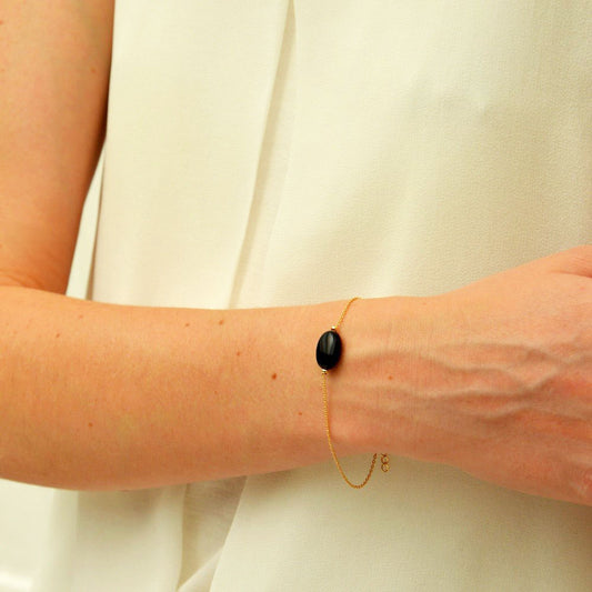 Bracelet obsidienne noire plaqué or 18K Black Odity Bellaime