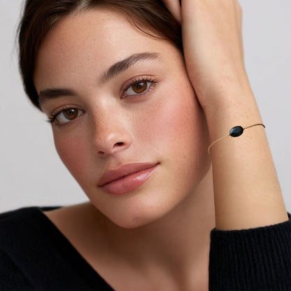 Bracelet obsidienne noire plaqué or 18K Black Odity Bellaime 3