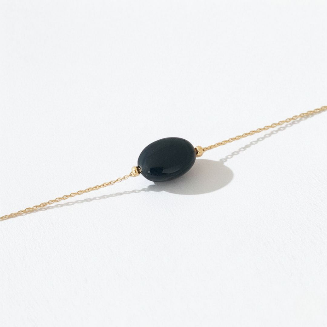 Bracelet obsidienne noire plaqué or 18K Black Odity Bellaime 6