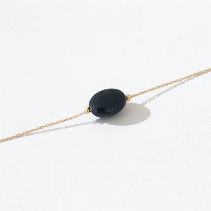Bracelet obsidienne noire plaqué or 18K Black Odity Bellaime 6