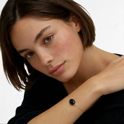 Bracelet obsidienne noire plaqué or 18K Black Odity Bellaime 4