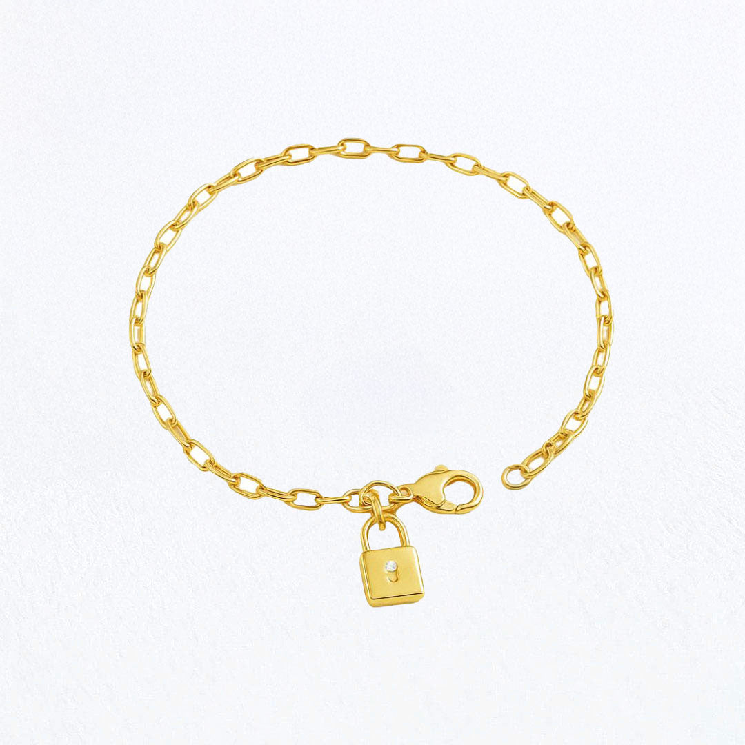 Bracelet cadenas plaqué or 18K zirconium The Secret Bellaime 2