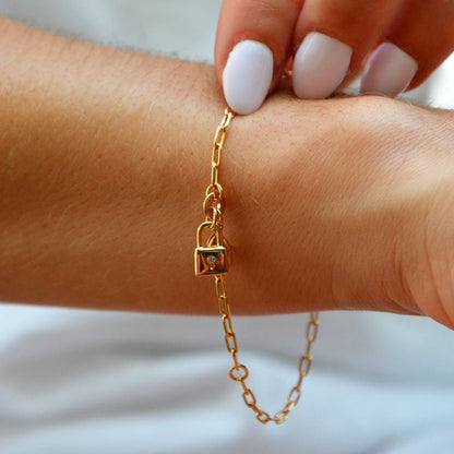 Bracelet cadenas plaqué or 18K zirconium The Secret Bellaime