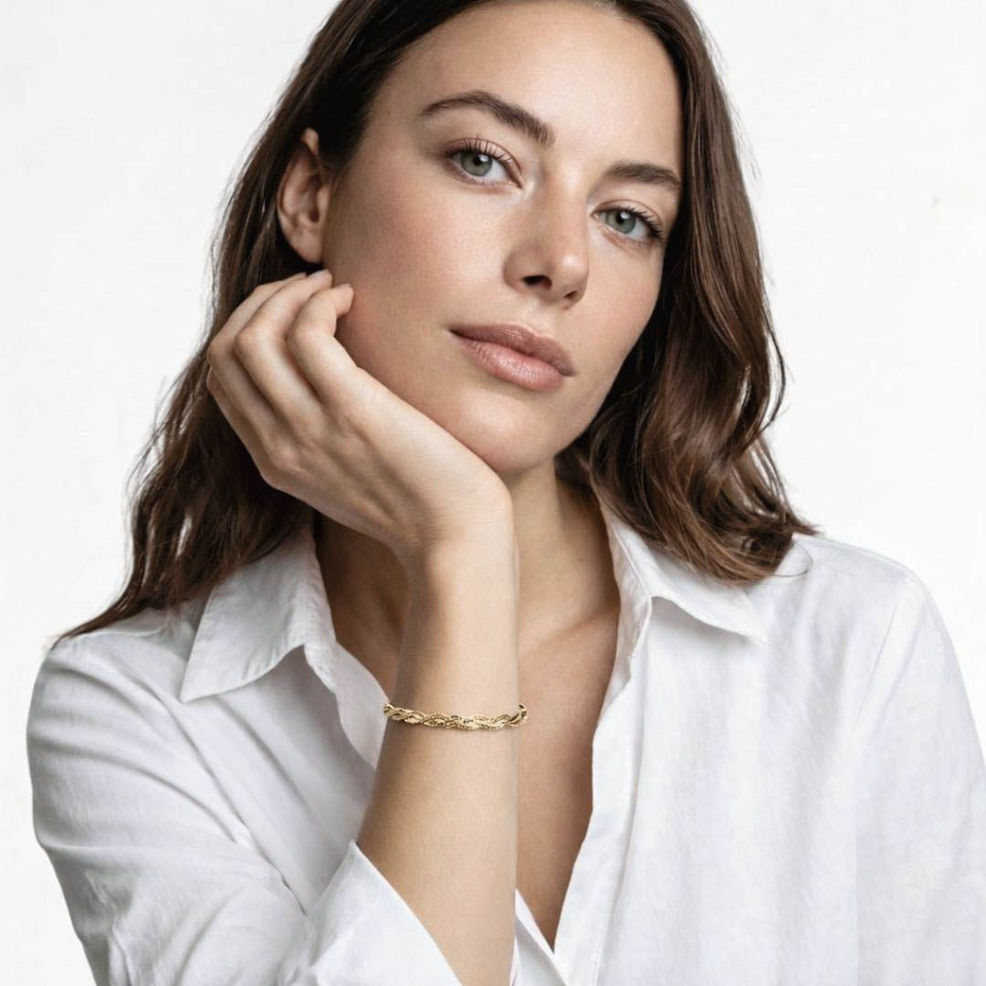 Bracelet chaine maille tressée plaqué or 18K Faustine Bellaime 2