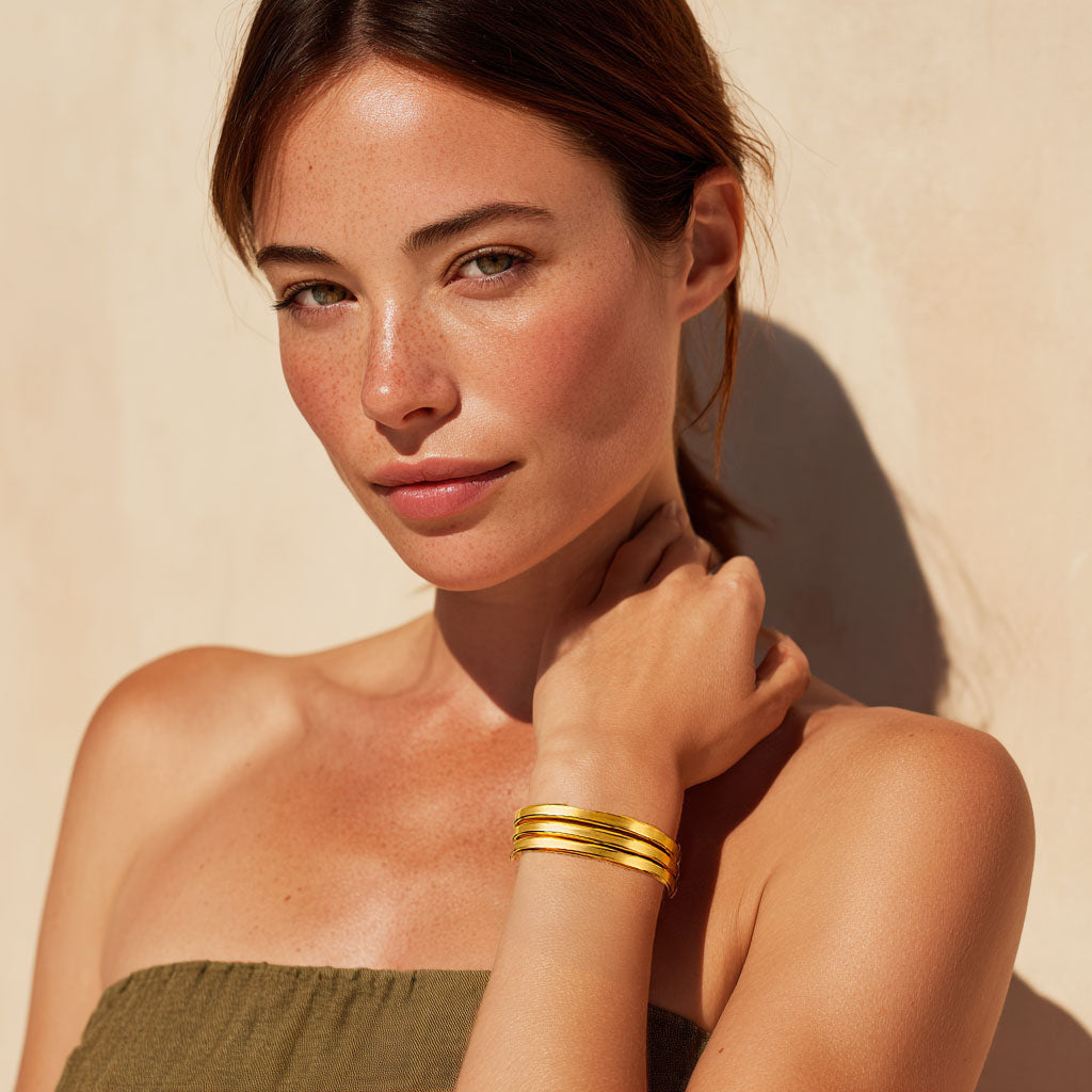 Bracelet jonc acier inoxydable or Rachelle 2