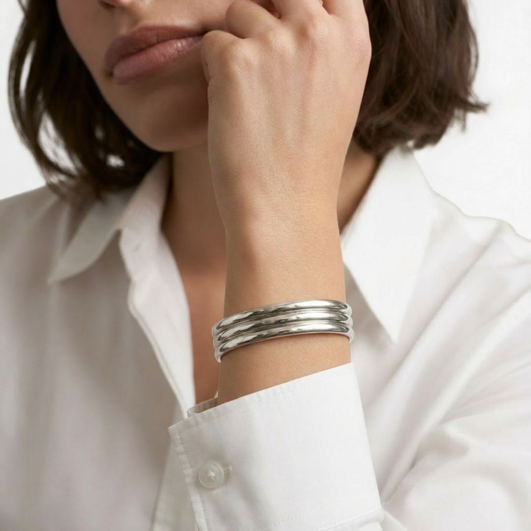 Bracelet jonc acier inoxydable argent Rachelle Bellaime 2