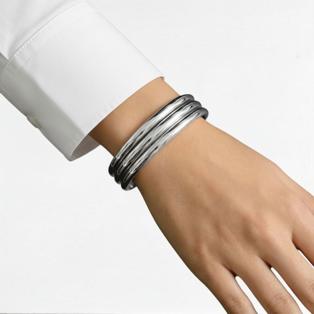 Bracelet jonc acier inoxydable argent Rachelle Bellaime 3