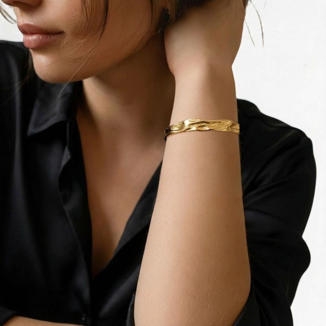 Bracelet jonc acier inoxydable or Elise 2