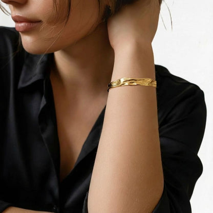 Bracelet jonc acier inoxydable or Elise 2