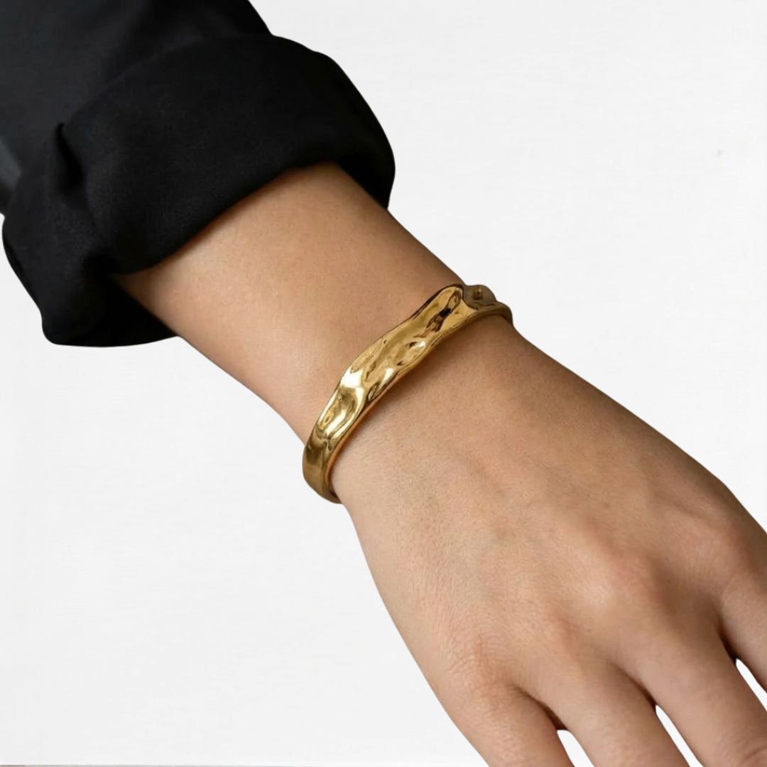 Bracelet jonc acier inoxydable or Elise 3