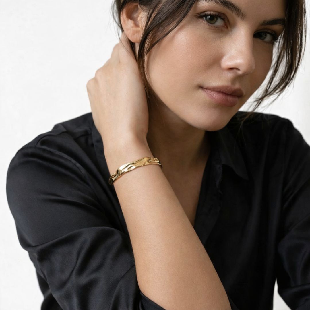 Bracelet jonc acier inoxydable or Elise 4