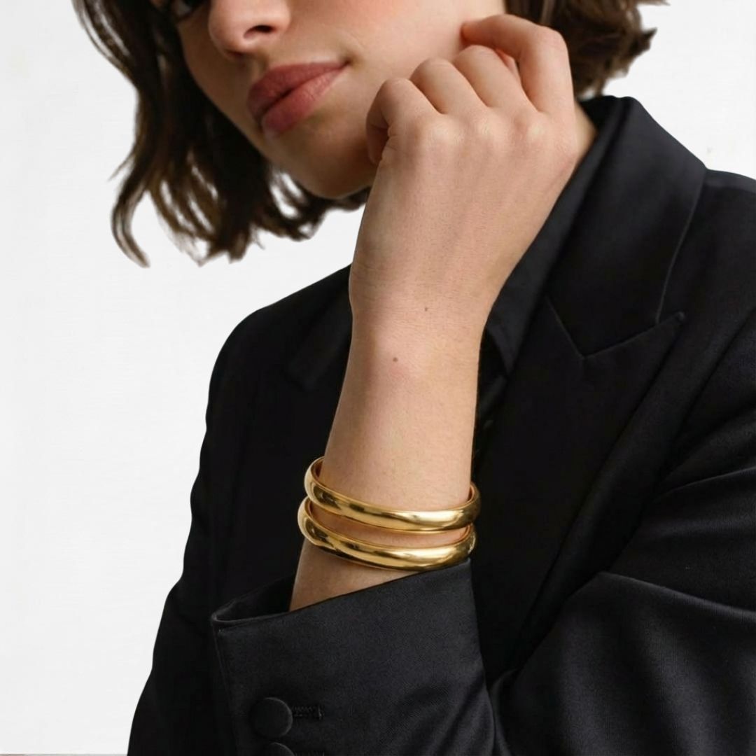 Bracelet jonc acier inoxydable or Gaby 2