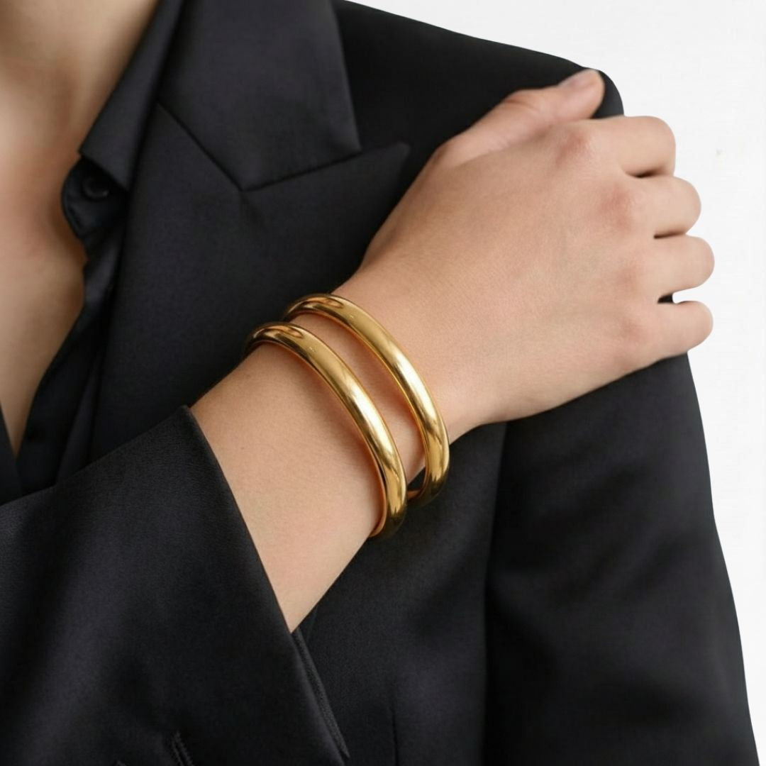 Bracelet jonc acier inoxydable or Gaby 3