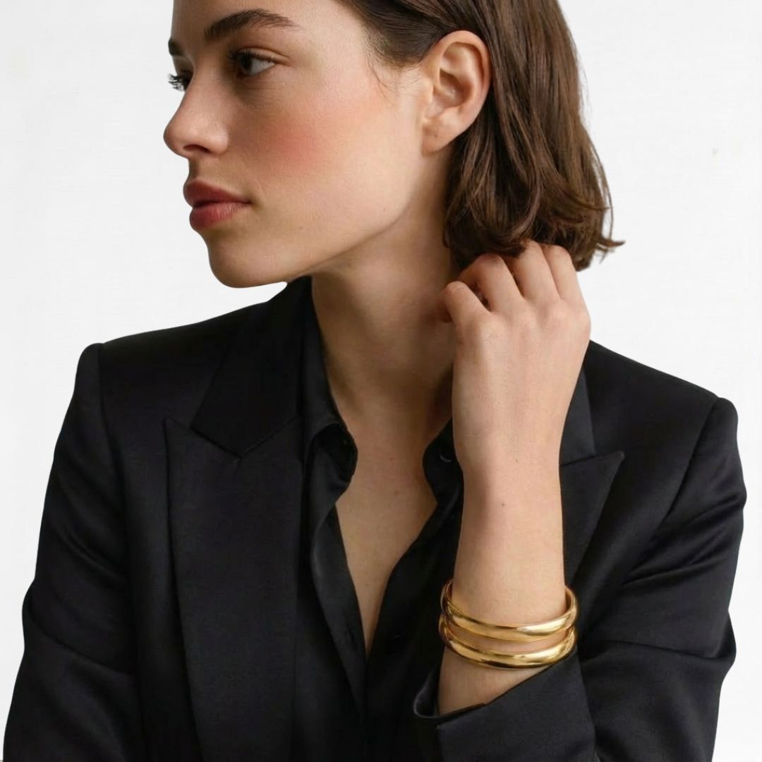 Bracelet jonc acier inoxydable or Gaby 4