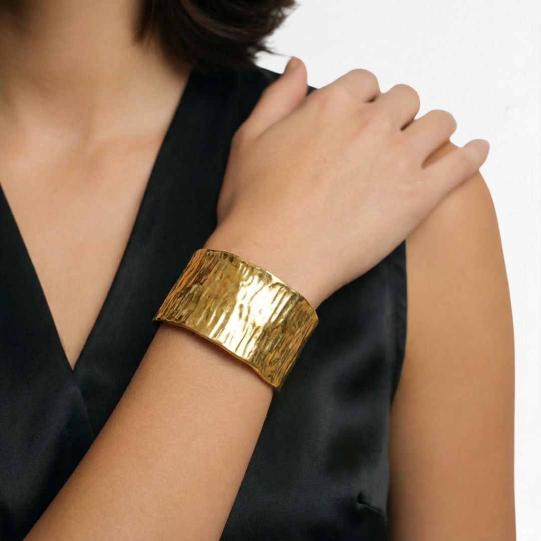 Bracelet jonc acier inoxydable or Laure 3