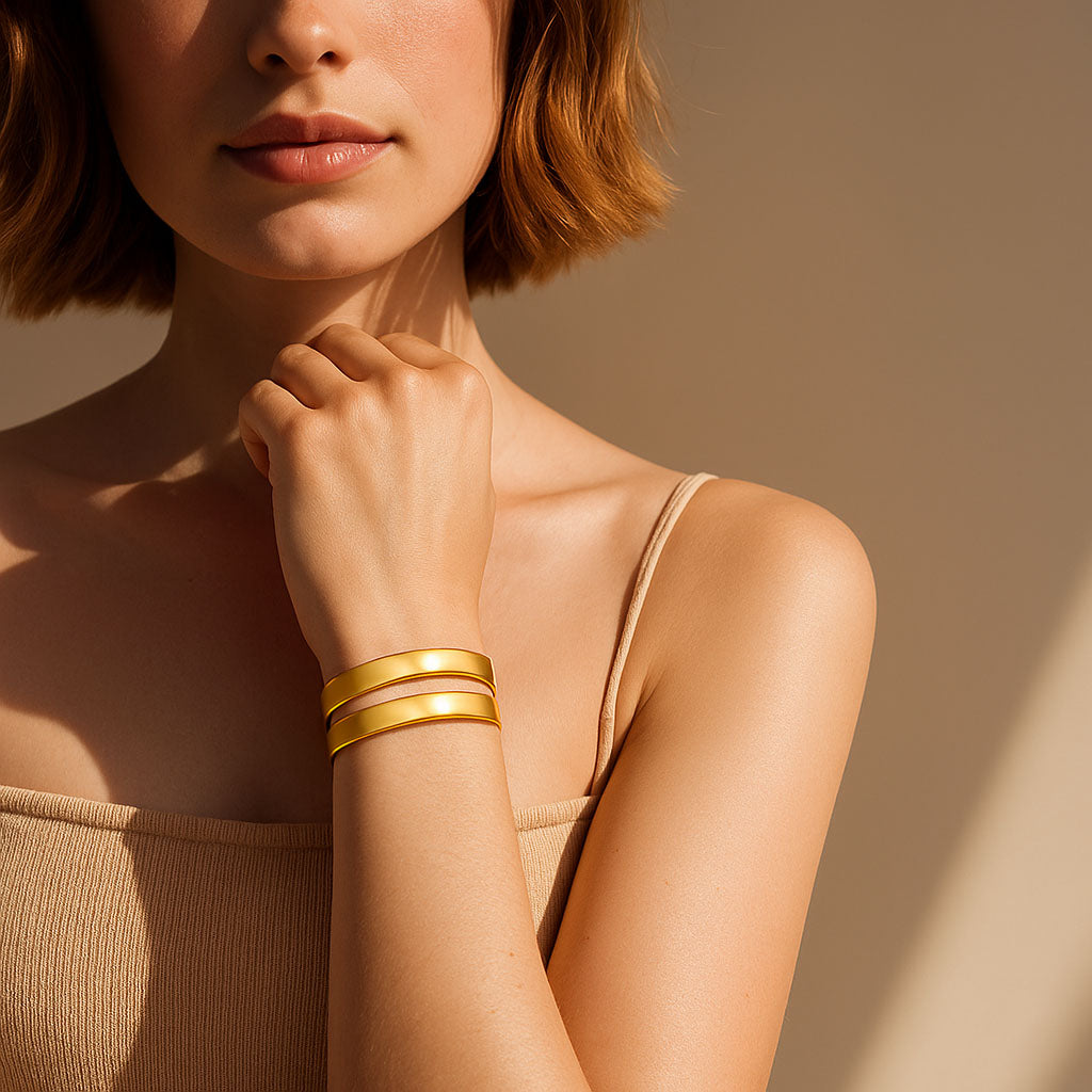Bracelet Jonc Gaby - Acier inoxydable - Couleur or