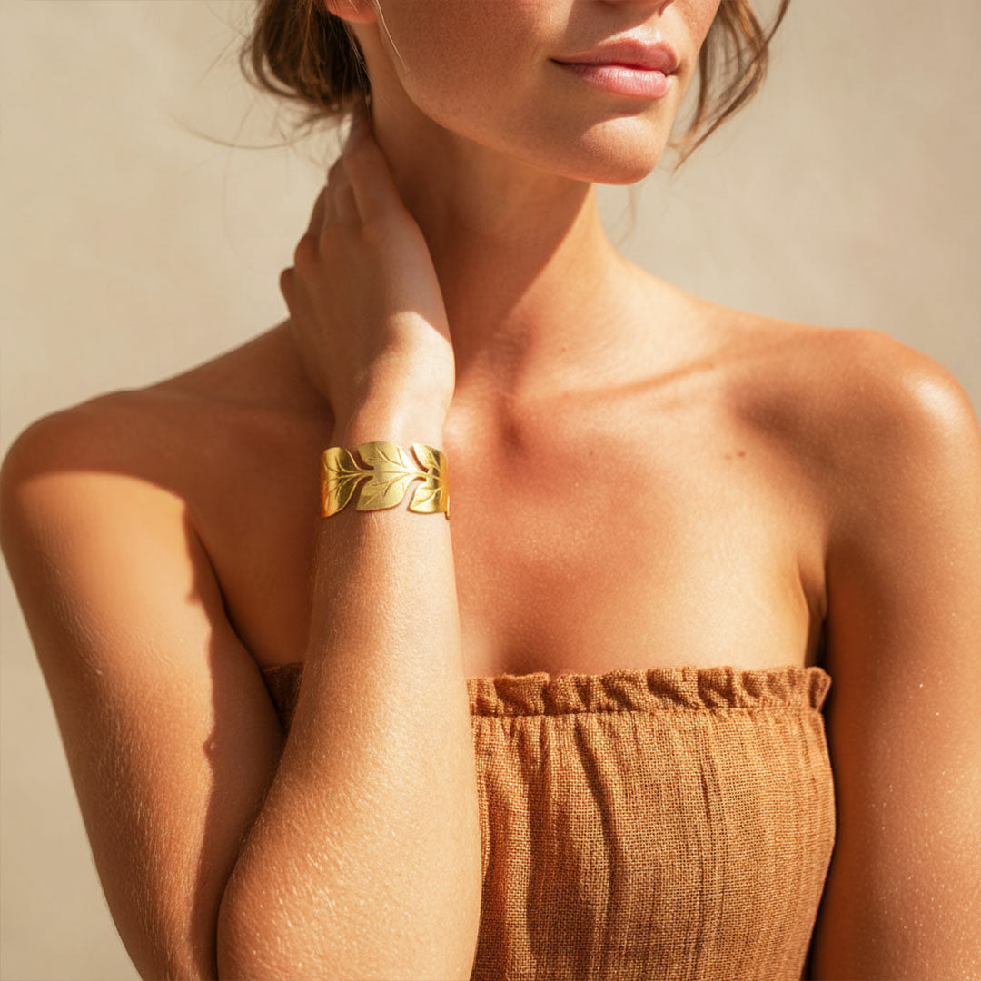 Bracelet jonc acier inoxydable or Lea 2