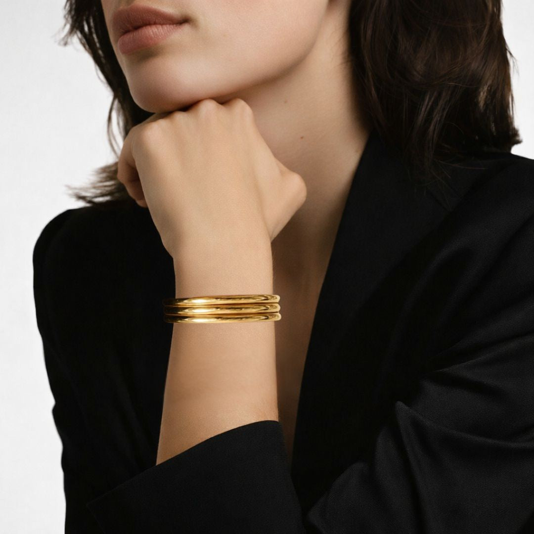 Bracelet jonc acier inoxydable or Rachelle Bellaime 2