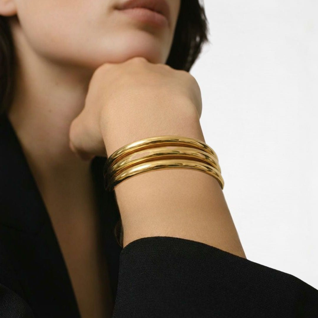 Bracelet jonc acier inoxydable or Rachelle Bellaime 3