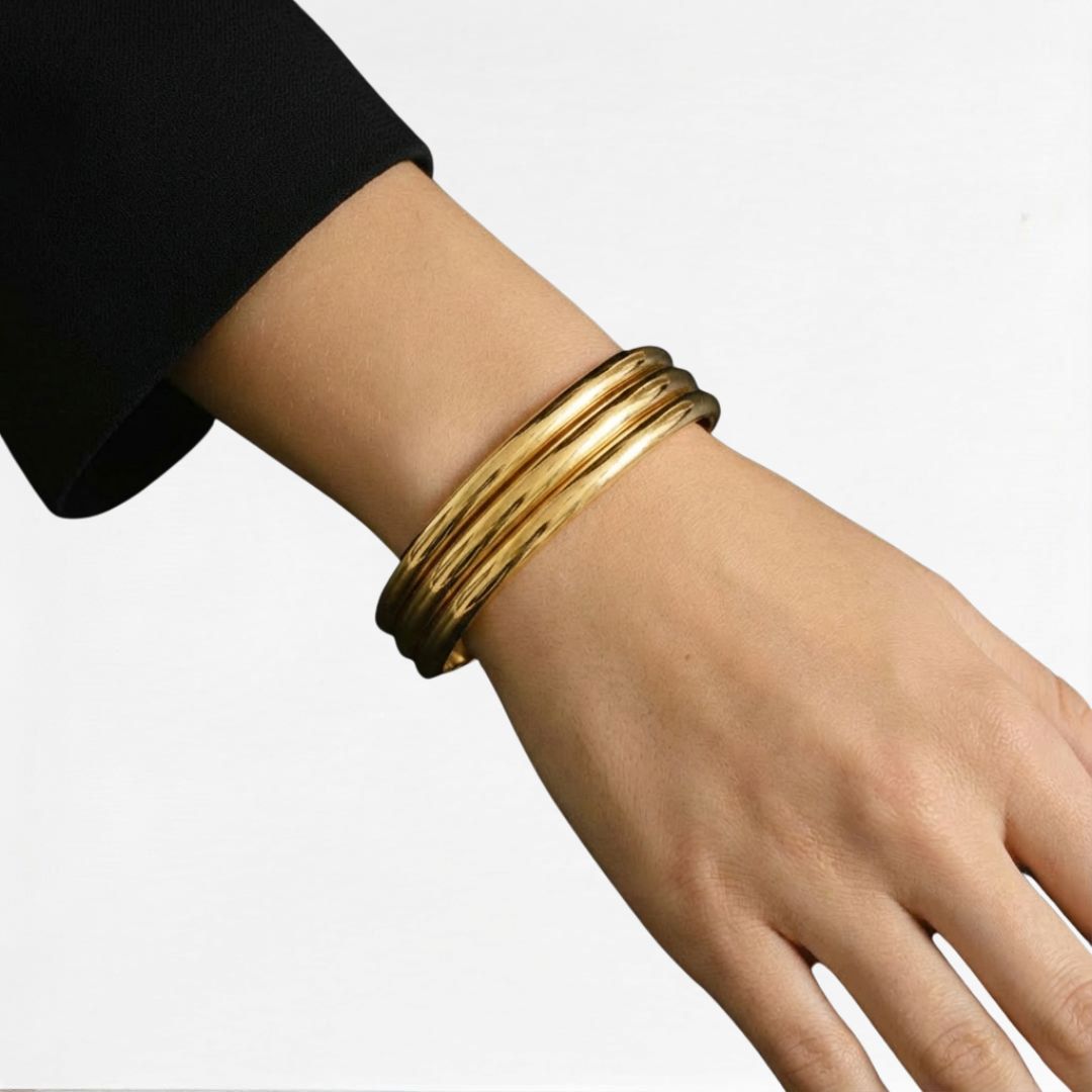 Bracelet jonc acier inoxydable or Rachelle Bellaime 4