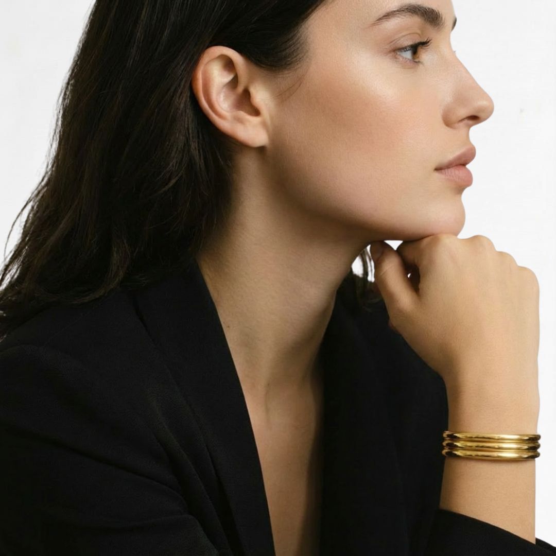 Bracelet jonc acier inoxydable or Rachelle Bellaime 5