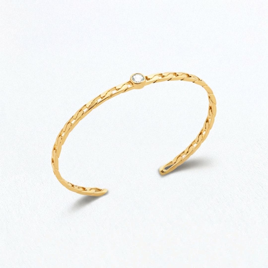 Bracelet jonc femme plaqué or 18K zirconium Unchained Bellaime 4