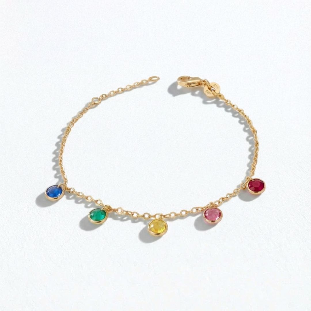 Bracelet multicolore plaqué or 18K zirconium Rainbow Loop Bellaime