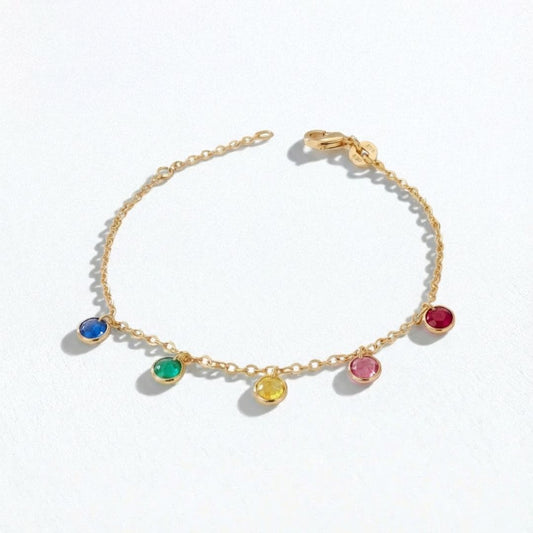 Bracelet multicolore plaqué or 18K zirconium Rainbow Loop Bellaime