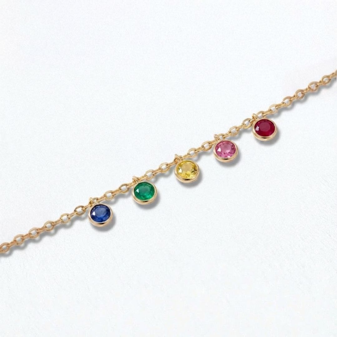 Bracelet multicolore plaqué or 18K zirconium Rainbow Loop Bellaime 3