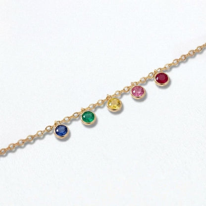 Bracelet multicolore plaqué or 18K zirconium Rainbow Loop Bellaime 3