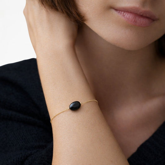 Bracelet obsidienne noire plaqué or 18K Black Odity Bellaime 2