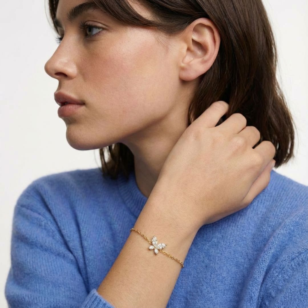Bracelet papillon plaqué or 18K Butterfly Bellaime 3