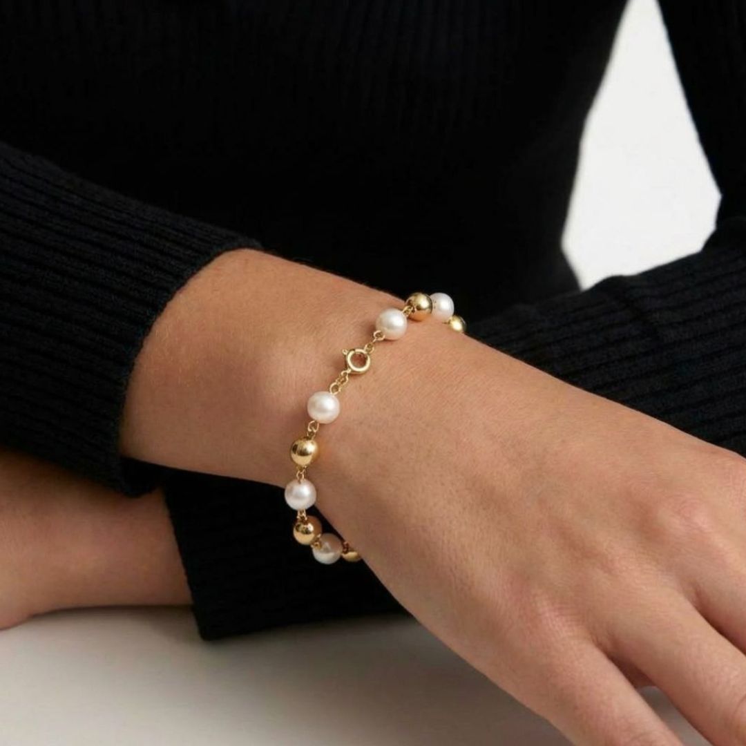 Bracelet perle plaqué or 18K Pauline Bellaime 4