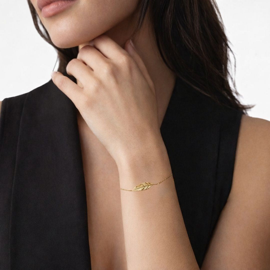 Bracelet plume plaqué or 18K Bellaime 3