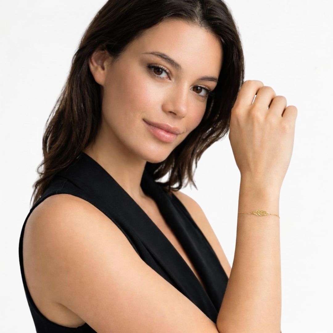 Bracelet plume plaqué or 18K Bellaime 4