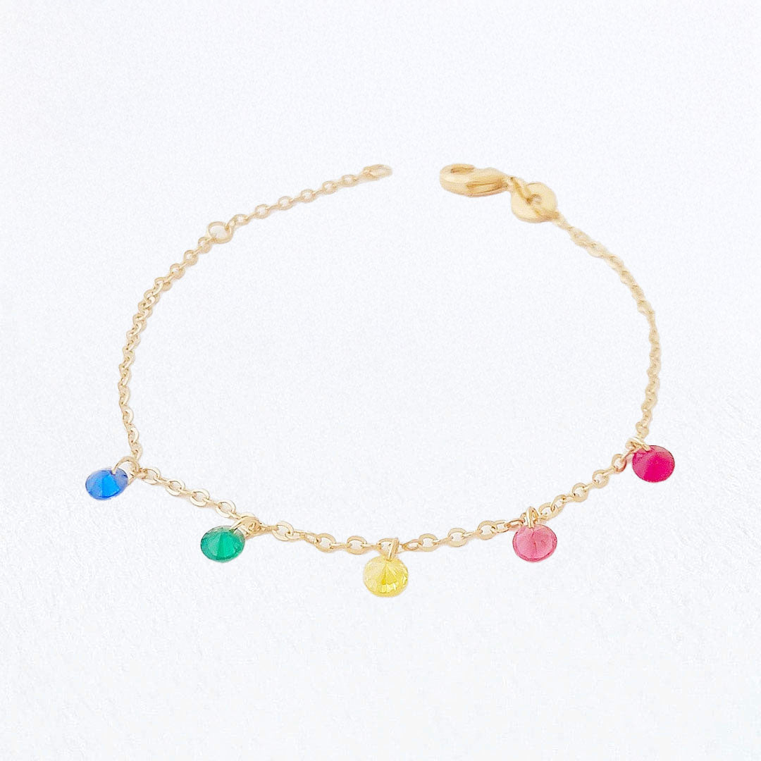 Bracelet multicolore plaqué or 18K zirconium Rainbow Loop Bellaime