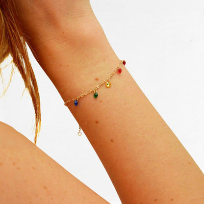 Bracelet multicolore plaqué or 18K zirconium Rainbow Loop Bellaime 2