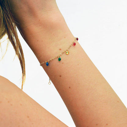 Bracelet multicolore plaqué or 18K zirconium Rainbow Loop Bellaime 2