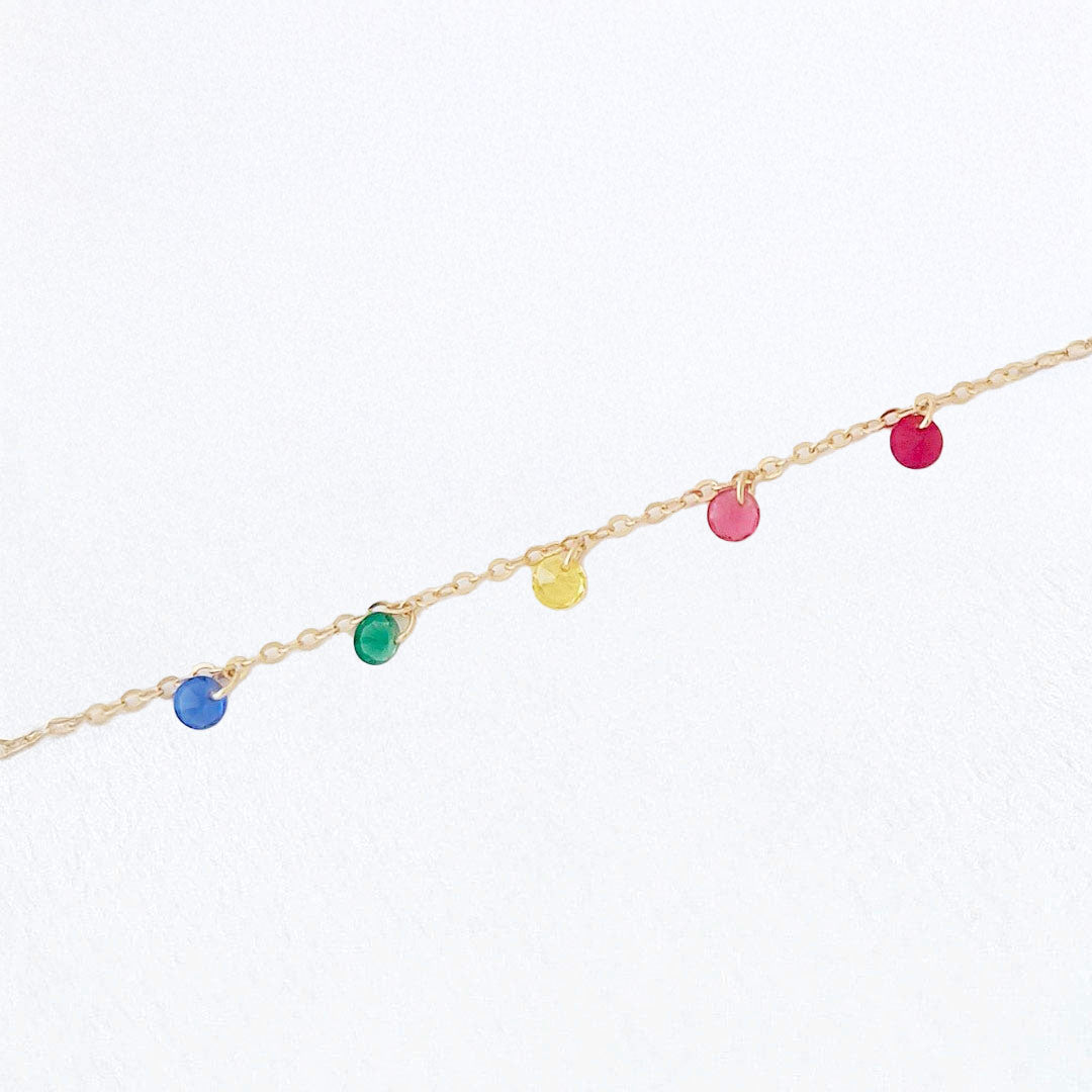 Bracelet multicolore plaqué or 18K zirconium Rainbow Loop Bellaime 3