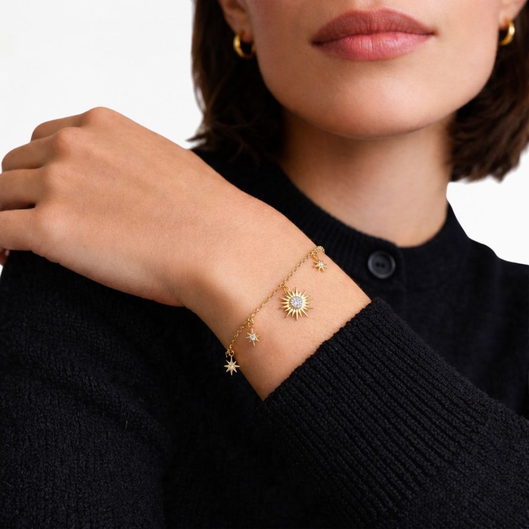 Bracelet soleil plaqué or 18K Sun Circle Bellaime 3