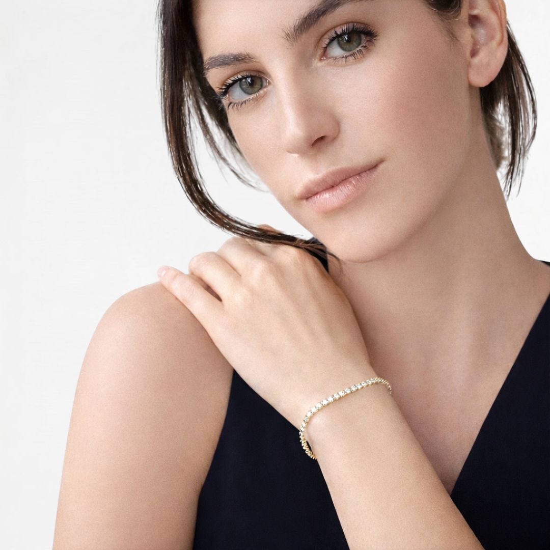 Bracelet tennis plaqué or 18K 3