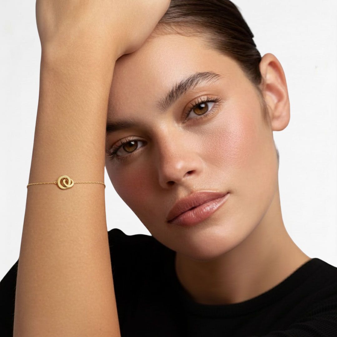 Bracelet anneaux entrelacés plaqué or 18K You and Me Bellaime 2