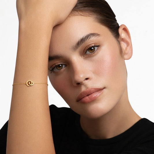 Bracelet anneaux entrelacés plaqué or 18K You and Me Bellaime 2